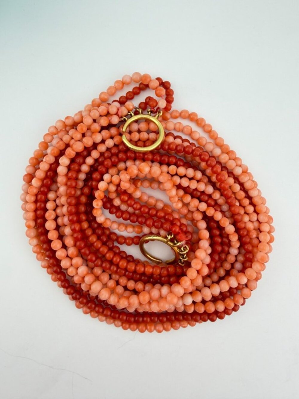 Tiffany & Co. Paloma Picasso Coral Torsade Necklace 18k Gold 8 Strand 51g